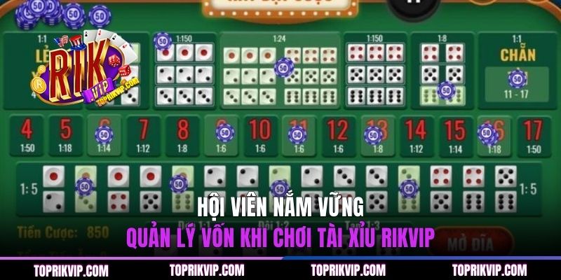 Hội viên nắm vững quản lý vốn khi chơi Tài Xỉu RIKVIP
